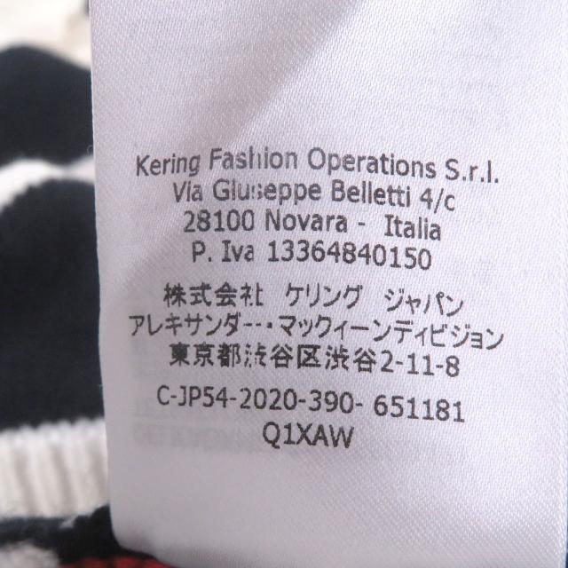 美品□アレキサンダーマックイーン 20AW 651181 カシミヤ混 ボーダー Vネック ロングスリーブニット セーター ブラック S 伊製 正規品_6