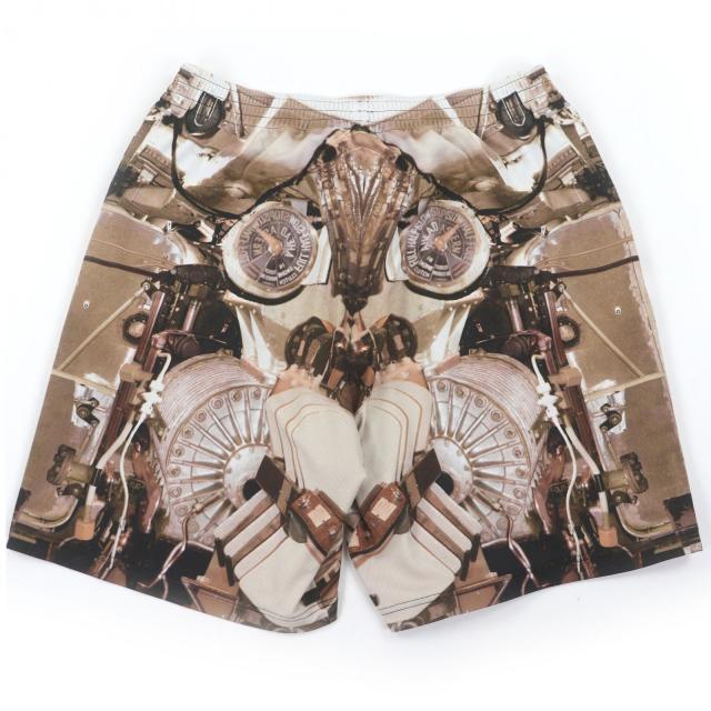 極美品□BURBERRY バーバリー 8024634 ティッシ期 プリントデザイン ロゴパッチ ハーフパンツ ショートパンツ ブラウン L 正規品 メンズ_1
