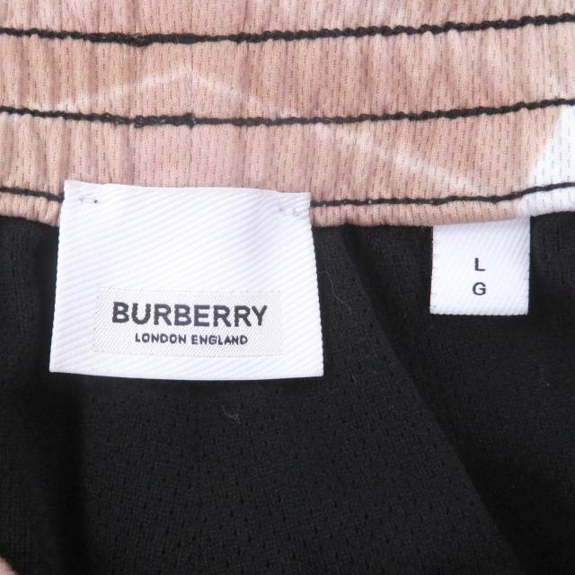 極美品□BURBERRY バーバリー 8024634 ティッシ期 プリントデザイン ロゴパッチ ハーフパンツ ショートパンツ ブラウン L 正規品 メンズ_5