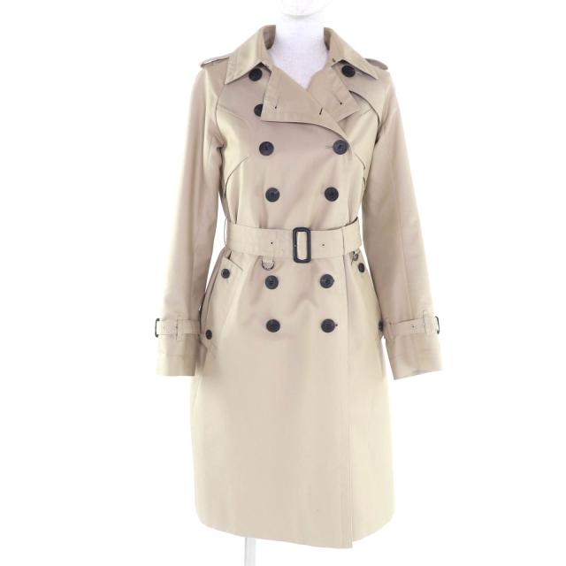美品★Aquascutum アクアスキュータム 1571000-83 ウールライナー・ロゴボタン付 トレンチコート ベージュ 4 日本製 正規品 レディース