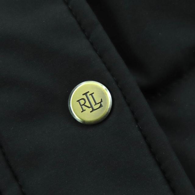 極美品△LAUREN RALPH LAUREN ローレンラルフローレン ロゴワッペン エコファー フード付き ダウンコート ブラック S 正規品 レディース_6