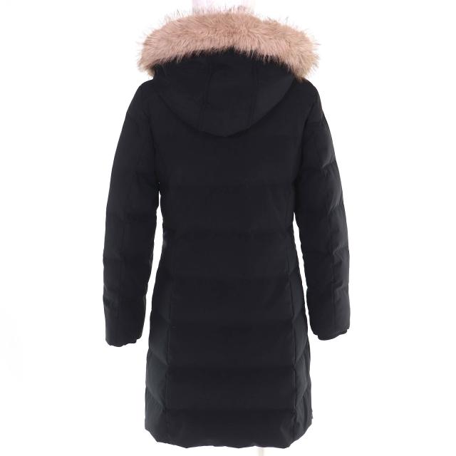 極美品△LAUREN RALPH LAUREN ローレンラルフローレン ロゴワッペン エコファー フード付き ダウンコート ブラック S 正規品 レディース_2