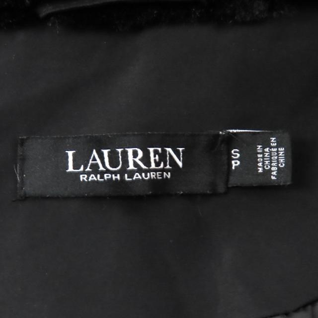 極美品△LAUREN RALPH LAUREN ローレンラルフローレン ロゴワッペン エコファー フード付き ダウンコート ブラック S 正規品 レディース_8
