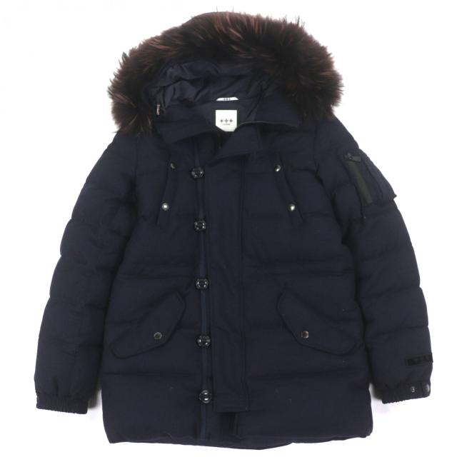 美品▼TATRAS タトラス MTA4SH4193 ウール カシミヤ ロゴワッペン・ファー付き フーデッド WZIPUP ダウンジャケット 2 正規品 メンズ