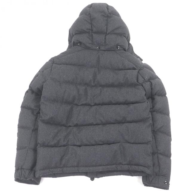 美品□MONCLER モンクレール MONTGENEVRE GIUBBOTTO ウール100％ ロゴワッペン付き フーデッド ダウンジャケット グレー 1 正規品 メンズ_3