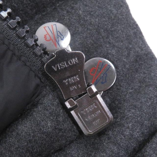 美品□MONCLER モンクレール MONTGENEVRE GIUBBOTTO ウール100％ ロゴワッペン付き フーデッド ダウンジャケット グレー 1 正規品 メンズ_4
