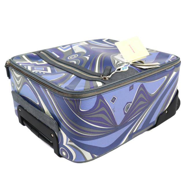 美品△Emilio Pucci エミリオ・プッチ トラベルバッグシリーズ 総柄 トロリーバッグ スーツケース キャリーケース キャリーバッグ ブルー_3