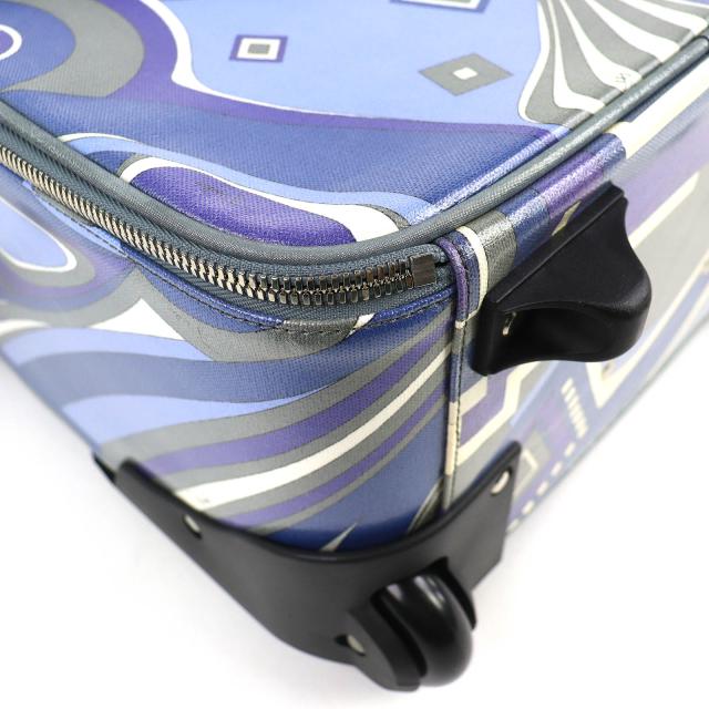 美品△Emilio Pucci エミリオ・プッチ トラベルバッグシリーズ 総柄 トロリーバッグ スーツケース キャリーケース キャリーバッグ ブルー_5