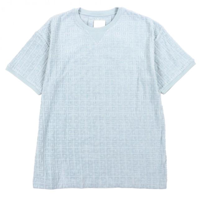 未使用品▼GIVENCHY ジバンシィ BM71JA3YF0 4G ロゴモノグラム コットンテリーシャツ 半袖Ｔシャツ ライトブルー M 伊製 正規品 メンズ