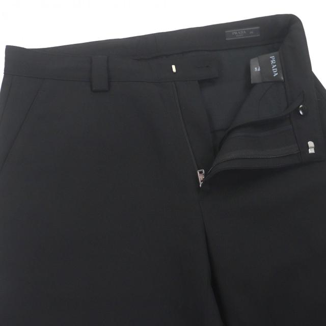 極美品▼PRADA プラダ 2022年製 SPH255 バージンウール シルク使い トライアングルロゴ 三角プレート ラインパンツ スラックス 46 正規品_2