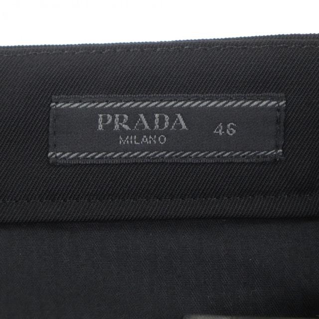 極美品▼PRADA プラダ 2022年製 SPH255 バージンウール シルク使い トライアングルロゴ 三角プレート ラインパンツ スラックス 46 正規品_7