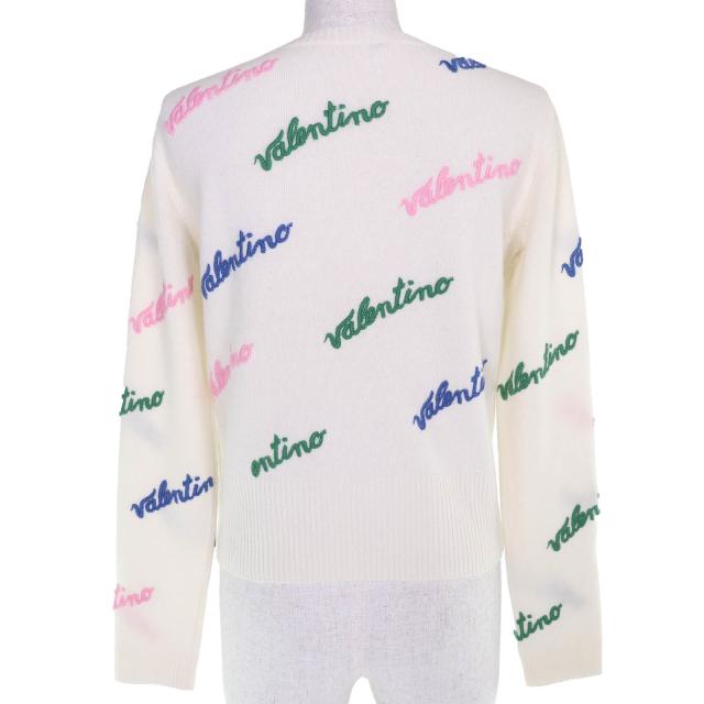 極美品△VALENTINO ヴァレンティノ RB3KC00STXM ウール カシミヤ ロゴ刺繍 総柄 クルーネック 長袖 ニット セーター アイボリー S 正規品_2