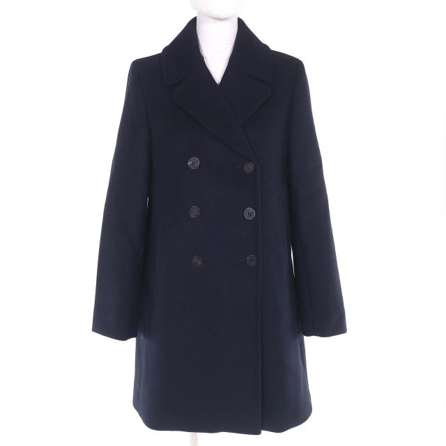 極美品△WEEKEND MaxMara ウィークエンドマックスマーラ 508604730 イカリボタン ウール ダブルコート ピーコート ネイビー 38 正規品