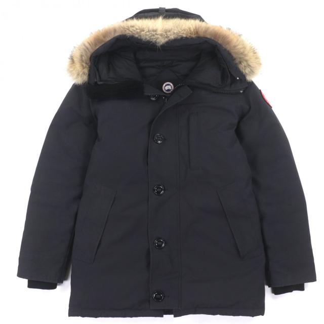 良品▼CANADA GOOSE カナダグース 3438JM Jasper Parka ロゴワッペン・ファー付き フーデッド ダブルジップアップ ダウンコート S 正規品