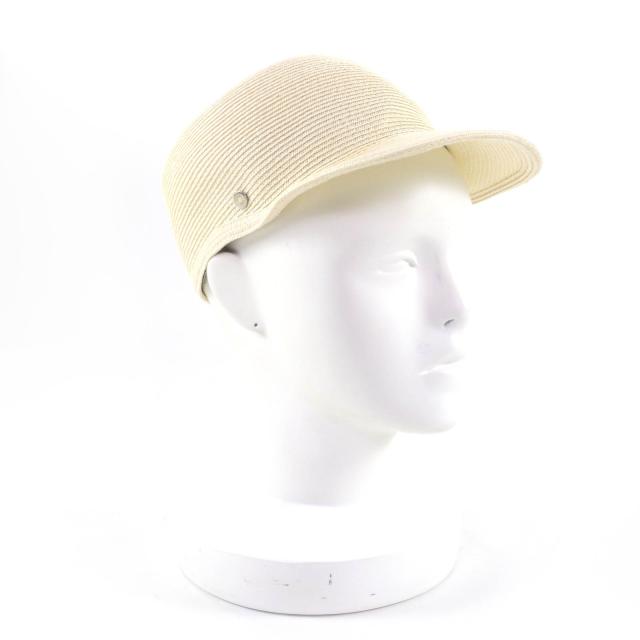 極美品☆HERMES エルメス エマ シルバー金具 セリエ金具 キャップ キャスケット 麦わら帽子 アイボリー 57 イタリア製 レディース