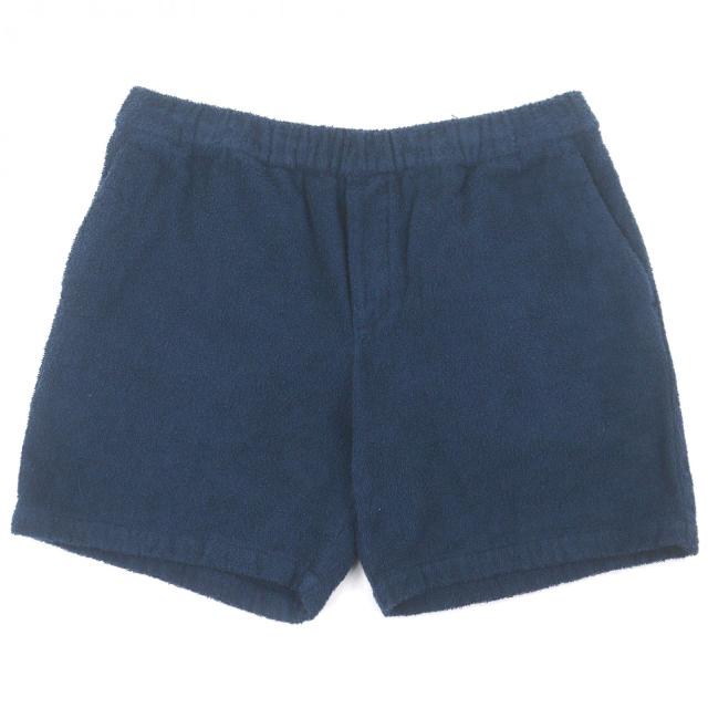 極美品□PRADA プラダ 2023年製 SPH154 トライアングルロゴ 三角プレート パイル ショートパンツ ネイビー XL イタリア製 正規品 メンズ
