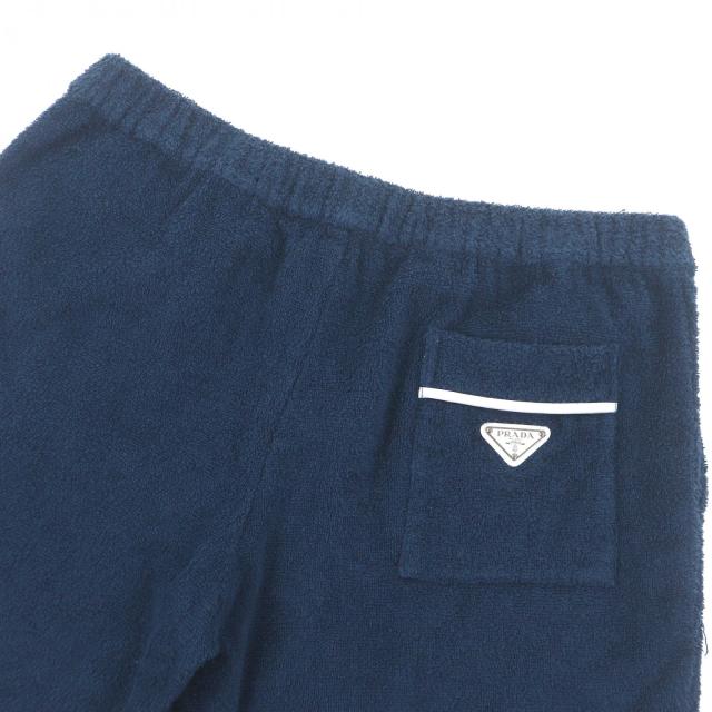 極美品□PRADA プラダ 2023年製 SPH154 トライアングルロゴ 三角プレート パイル ショートパンツ ネイビー XL イタリア製 正規品 メンズ_3