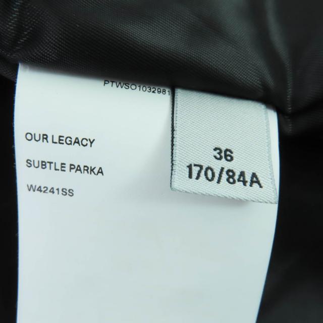美品☆OUR LEGACY アワーレガシー W4241SS Subtle Parka シワ加工 イタリア製生地使用 フード付 ZIP UP コート ブラック 36 レディース_7