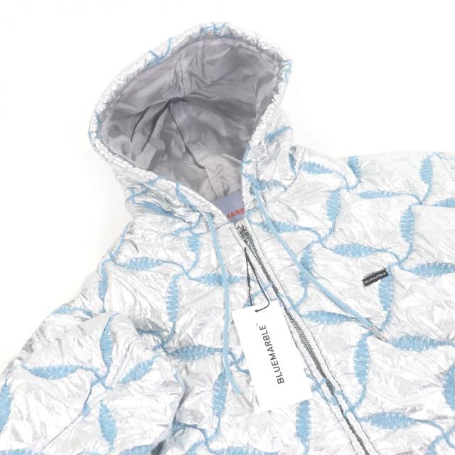 未使用品□BLUE MARBLE ブルーマーブル フーデッド ボンバージャケット 中綿ブルゾンジャケット シルバー ブルー M メンズ タグ付き_1