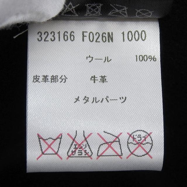 極美品▲GUCCI グッチ 323166 ウール100％ レザー使い インターロッキングG金具付 フェルトハット 中折れハット 黒 L 伊製 正規品 メンズ_8