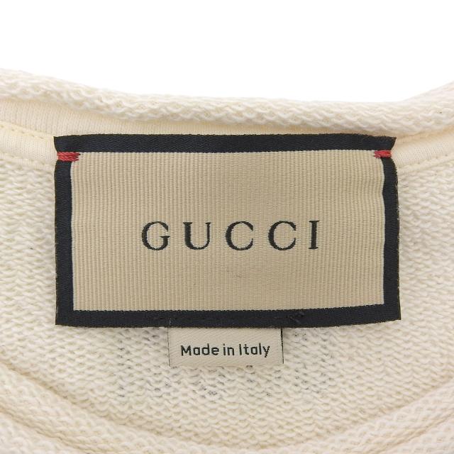 極美品▲GUCCI グッチ 740047 コットン100％ カットオフデザイン クロップド丈 半袖シャツ アイボリー S イタリア製 正規品 レディース_5
