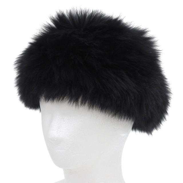 極美品▲Max Mara マックスマーラ FOX フォックスファー ハット 帽子 ロシアンハット ブラック M 正規品 レディース