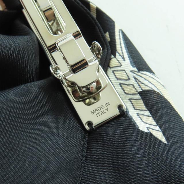 極美品☆HERMES エルメス グルネル エクスリブリス バレッタ シルク100％ リボンバレッタ ヘアアクセサリー ブラック系 箱付 イタリア製_5