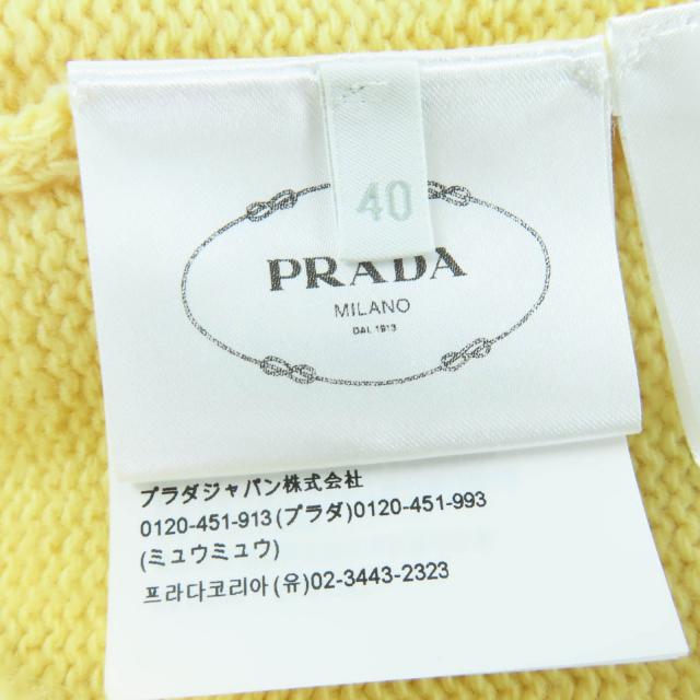 極美品☆PRADA プラダ P24A3Z バージンウール カシミヤ トライアングルロゴ 長袖 ニット イエロー 40 イタリア製 正規品 レディース_6
