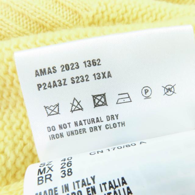 極美品☆PRADA プラダ P24A3Z バージンウール カシミヤ トライアングルロゴ 長袖 ニット イエロー 40 イタリア製 正規品 レディース_7