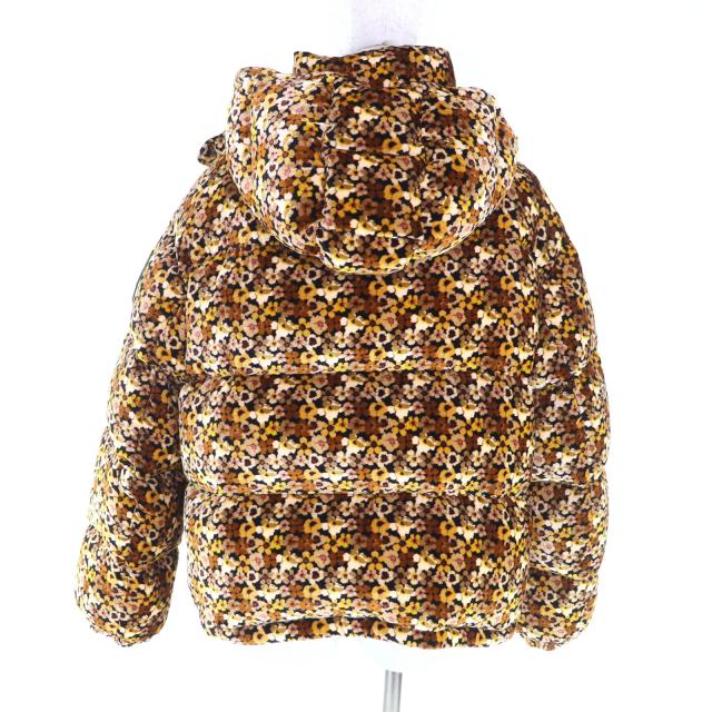 極美品★MONCLER モンクレール 20-21AW DAOS シルク混 デカロゴワッペン付 花柄 ベロア ダウンジャケット ブラウン系 3 正規品_2
