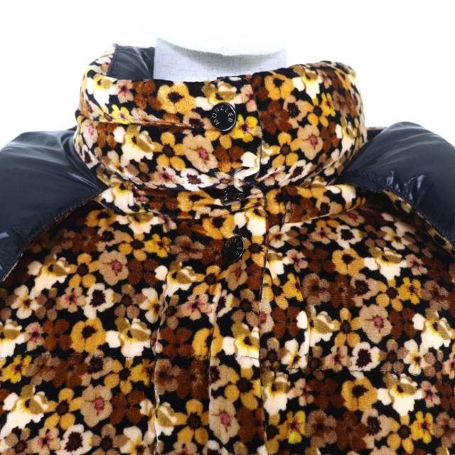 極美品★MONCLER モンクレール 20-21AW DAOS シルク混 デカロゴワッペン付 花柄 ベロア ダウンジャケット ブラウン系 3 正規品_3