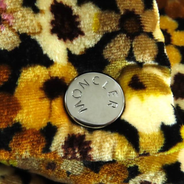 極美品★MONCLER モンクレール 20-21AW DAOS シルク混 デカロゴワッペン付 花柄 ベロア ダウンジャケット ブラウン系 3 正規品_6