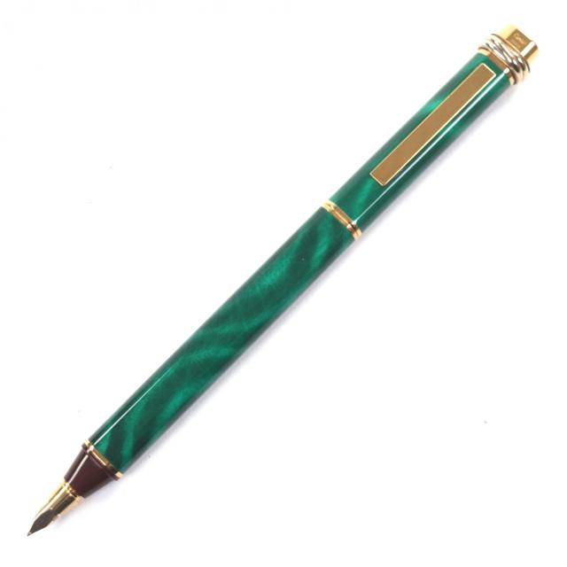 美品▼Cartier カルティエ ヴィンテージ マスト ドゥ カルティエ トリニティ ペン先18K Mニブ マーブル 万年筆 グリーン ゴールド 仏製_2