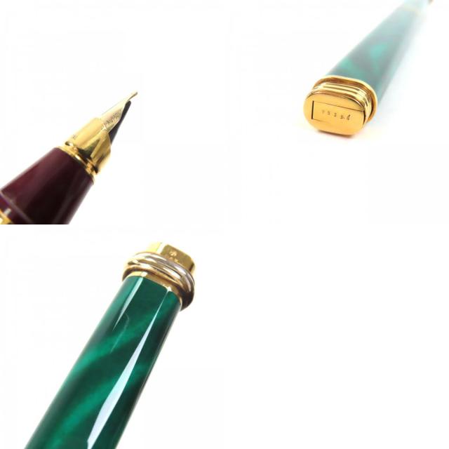 美品▼Cartier カルティエ ヴィンテージ マスト ドゥ カルティエ トリニティ ペン先18K Mニブ マーブル 万年筆 グリーン ゴールド 仏製_9