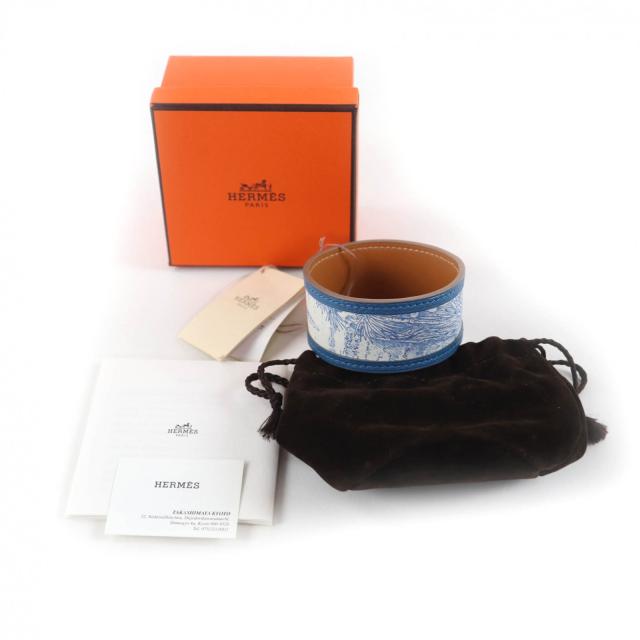 未使用品★HERMES エルメス シルク レザー マルチカラー プティアッシュ バングル アクセサリー 箱・保存袋付き レディース_1