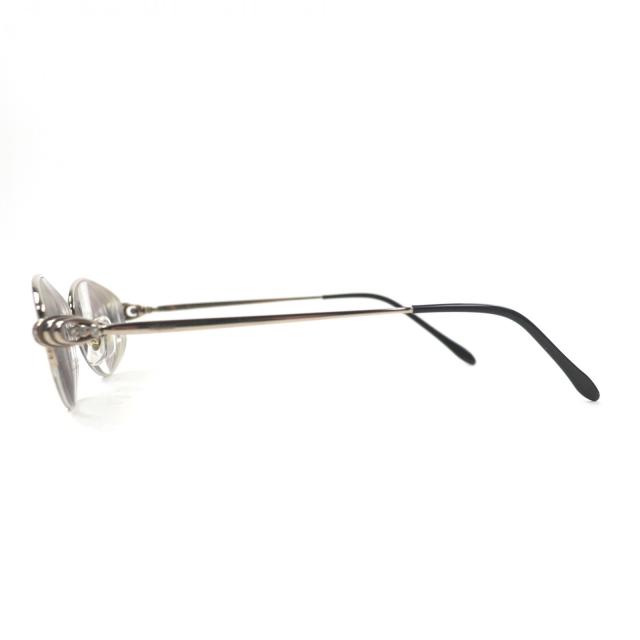 美品▼Chopard ショパール K14WG 20Pダイヤモンド ハーフリム ロゴ入り メガネ 眼鏡 アイウェア シルバー 54□16 135 度入り 重量26.8g