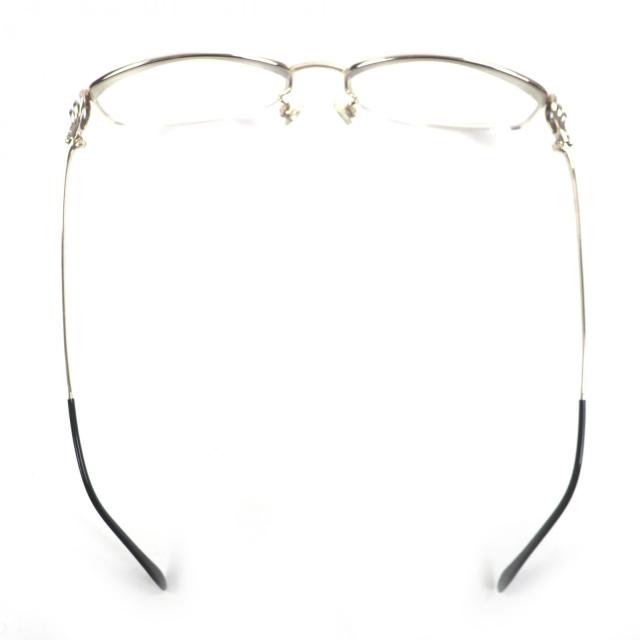 美品▼Chopard ショパール K14WG 20Pダイヤモンド ハーフリム ロゴ入り メガネ 眼鏡 アイウェア シルバー 54□16 135 度入り 重量26.8g
