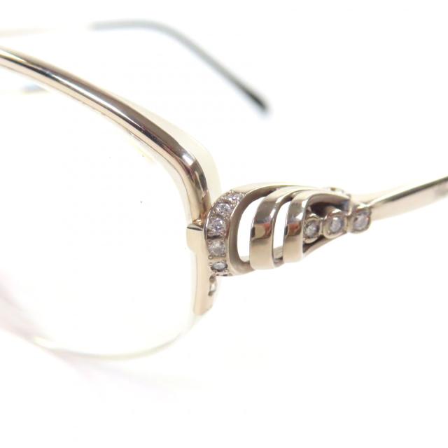 美品▼Chopard ショパール K14WG 20Pダイヤモンド ハーフリム ロゴ入り メガネ 眼鏡 アイウェア シルバー 54□16 135 度入り 重量26.8g