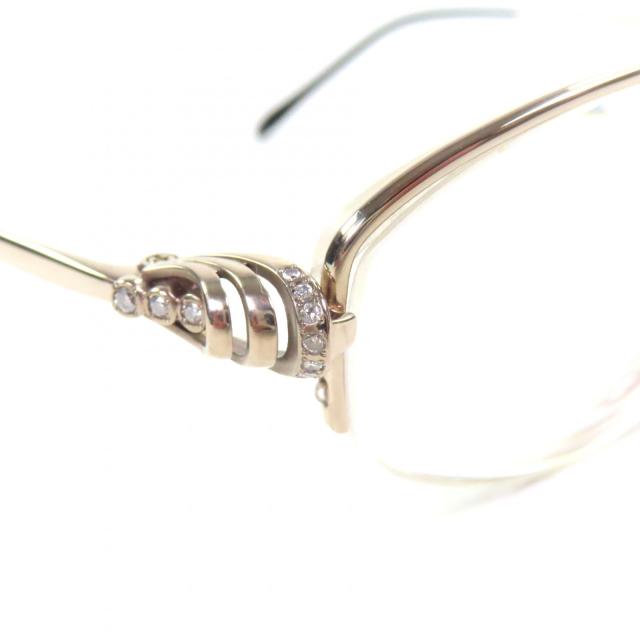 美品▼Chopard ショパール K14WG 20Pダイヤモンド ハーフリム ロゴ入り メガネ 眼鏡 アイウェア シルバー 54□16 135 度入り 重量26.8g