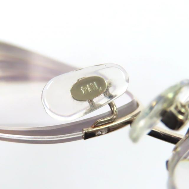 美品▼Chopard ショパール K14WG 20Pダイヤモンド ハーフリム ロゴ入り メガネ 眼鏡 アイウェア シルバー 54□16 135 度入り 重量26.8g