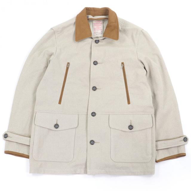 極美品□ナイスネス 25SS NN-0201B15 LORAN Herringbone Hunting Jacket ヘリンボーン レザー使い ハンティングジャケット M 日本製
