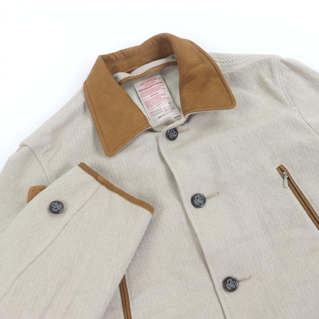 極美品□ナイスネス 25SS NN-0201B15 LORAN Herringbone Hunting Jacket ヘリンボーン レザー使い ハンティングジャケット M 日本製_1