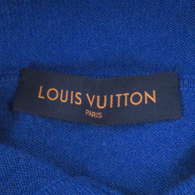 美品□LOUIS VUITTON ルイヴィトン 20SS カシミヤ シルク インサイドアウト ロゴプレート プルオーバー ニットパーカー XS 伊製 正規品_4