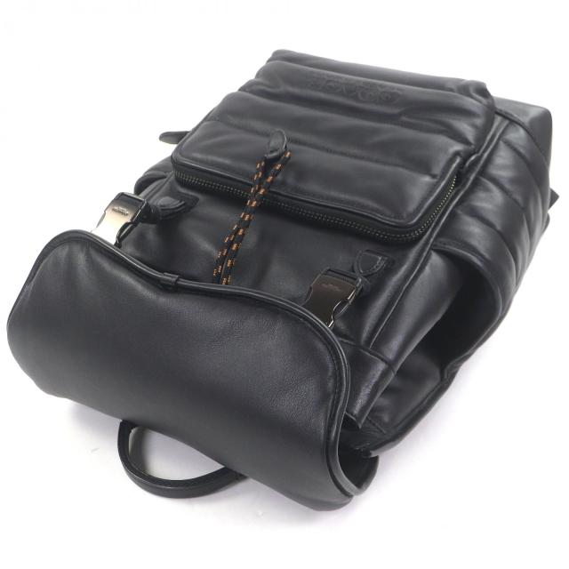極美品□COACH コーチ C6614 リーグ フラップ バックパック ウィズ キルティング レザー リュックサック デイパック ブラック メンズ_3
