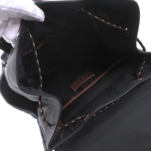 極美品□COACH コーチ C6614 リーグ フラップ バックパック ウィズ キルティング レザー リュックサック デイパック ブラック メンズ_6