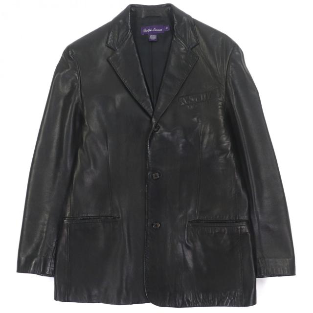 極美品▼RALPH LAURENPURPLE LABEL ラルフローレンパープルレーベル 牛革 カーフスキン シングルジャケット テーラード 38 正規品 メンズ