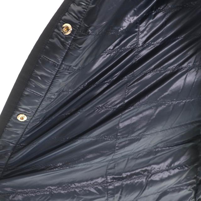 極美品△Herno ヘルノ PI1055D-12017 ロゴプレート ノーカラー ライト ダウンコート 軽量 ネイビー 38 正規品 イタリア製 レディース_4