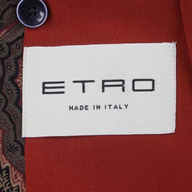 極美品▽ETRO エトロ 裏地シルク100% ロゴストライプ ロゴ入りボタン