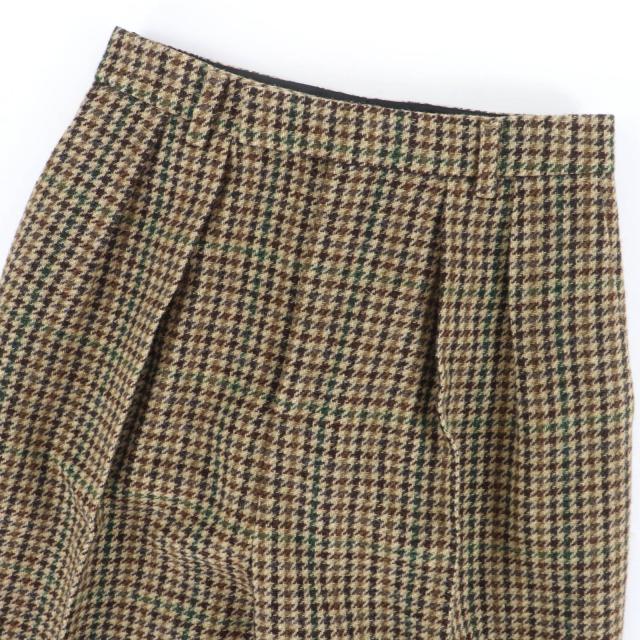 極美品☆CELINE セリーヌ 2P240223F ウール100％ 千鳥格子 センタープレス パンツ ボトムス ブラウン 38 イタリア製 正規品 レディース_2
