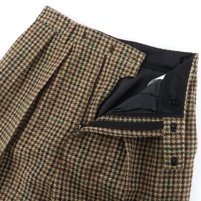 極美品☆CELINE セリーヌ 2P240223F ウール100％ 千鳥格子 センタープレス パンツ ボトムス ブラウン 38 イタリア製 正規品 レディース_3